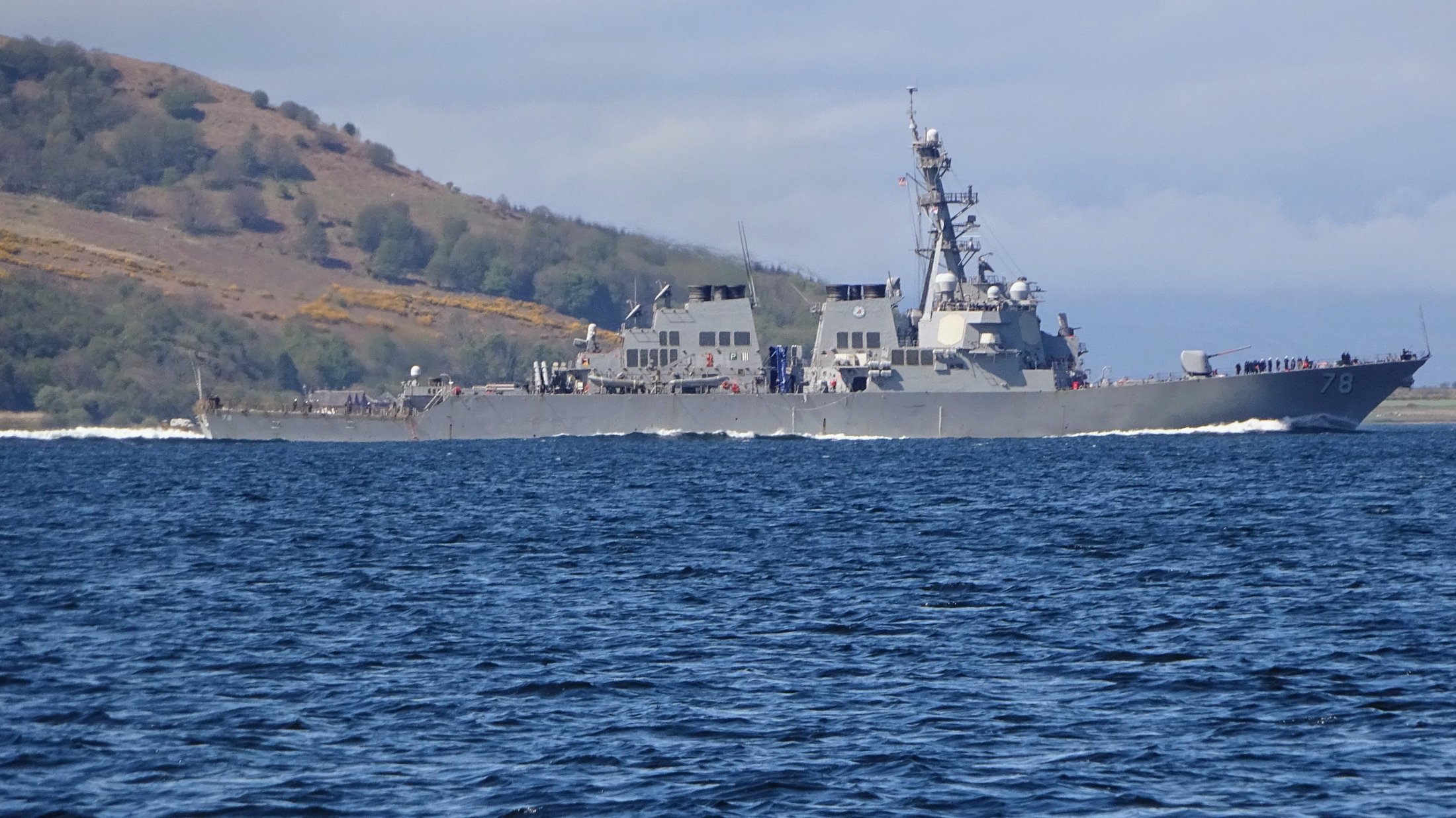 USS Porter heading up the Clyde.